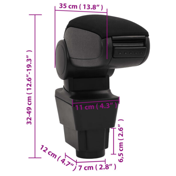 Naslon za ruke za automobil crni 11 x 35 x (32 - 49) cm ABS - Slika 10