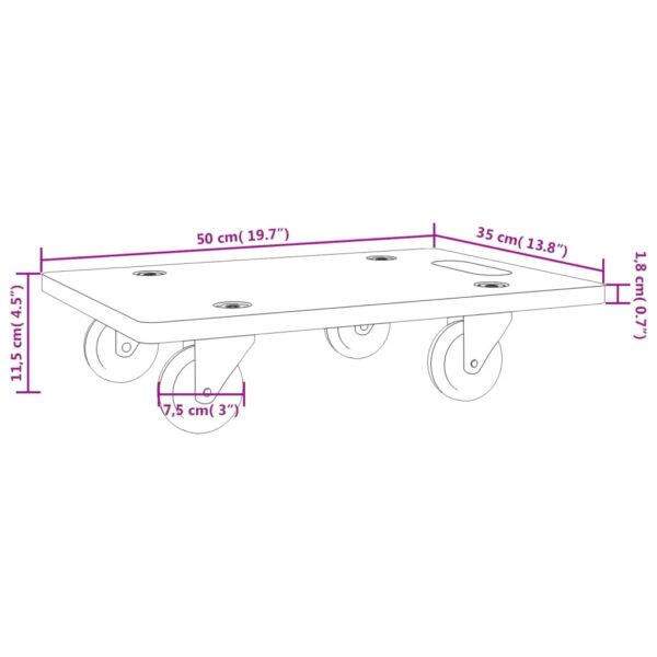 Transportna kolica 2 kom pravokutna 50 x 35 x 11,5 cm 250 kg - Slika 9