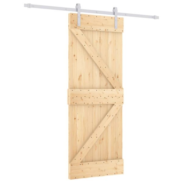Klizna vrata s priborom za montažu 80 x 210 cm masivna borovina - Slika 2