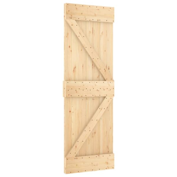 Klizna vrata s priborom za montažu 80 x 210 cm masivna borovina - Slika 3