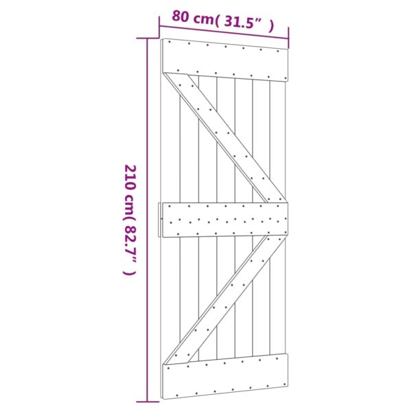 Klizna vrata s priborom za montažu 80 x 210 cm masivna borovina - Slika 11