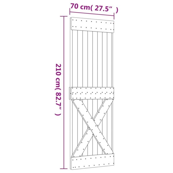 Klizna vrata s priborom za montažu 70 x 210 cm masivna borovina - Slika 11
