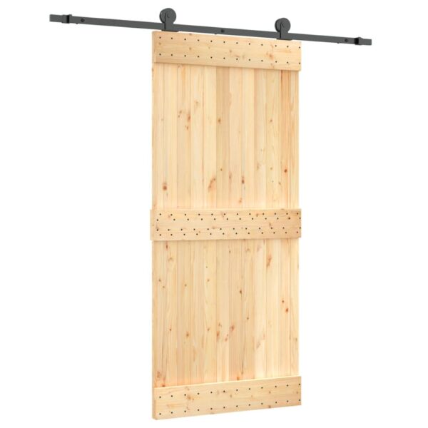 Klizna vrata s priborom za montažu 90 x 210 cm masivna borovina - Slika 2