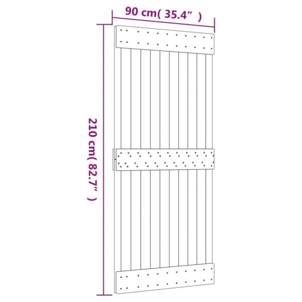Klizna vrata s priborom za montažu 90 x 210 cm masivna borovina - Slika 11