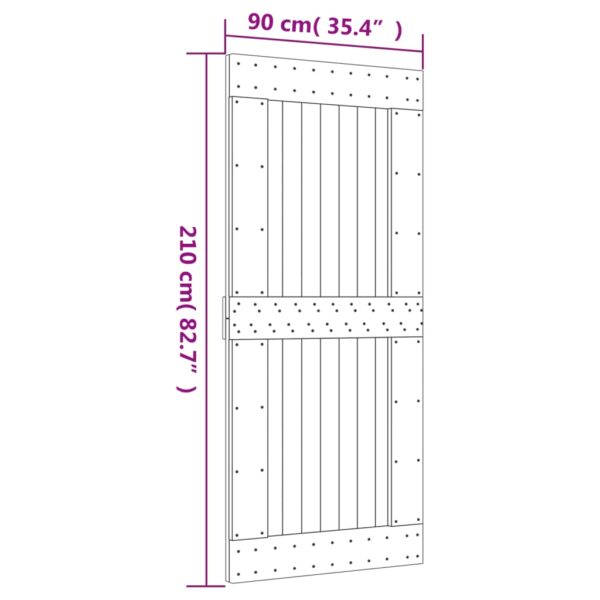 Klizna vrata s priborom za montažu 90 x 210 cm masivna borovina - Slika 11