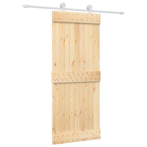 Klizna vrata s priborom za montažu 85 x 210 cm masivna borovina - Slika 2