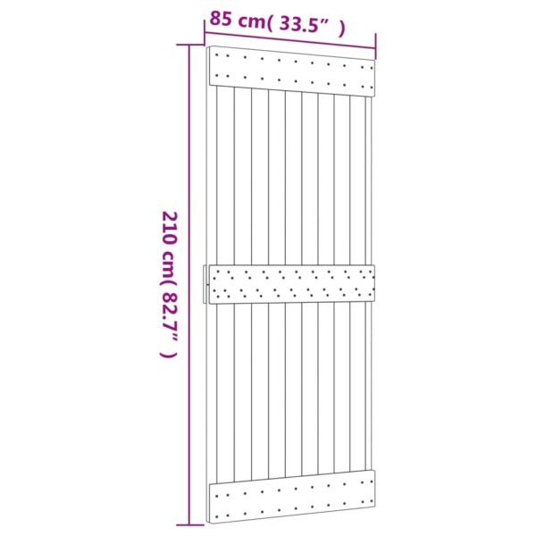Klizna vrata s priborom za montažu 85 x 210 cm masivna borovina - Slika 11