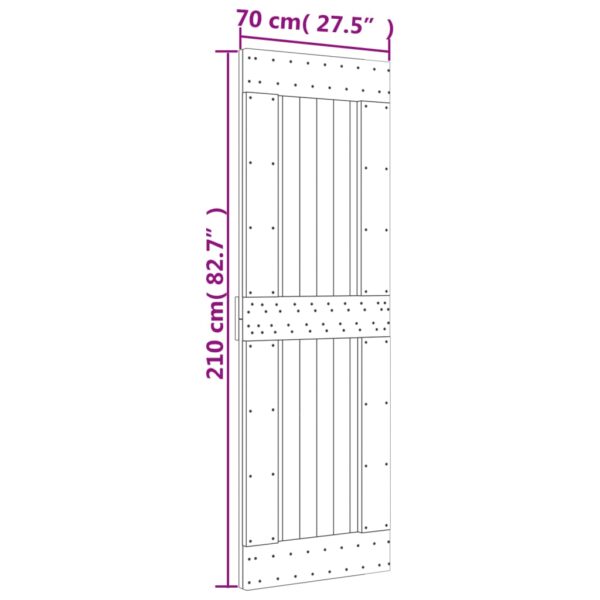 Klizna vrata s priborom za montažu 70 x 210 cm masivna borovina - Slika 11