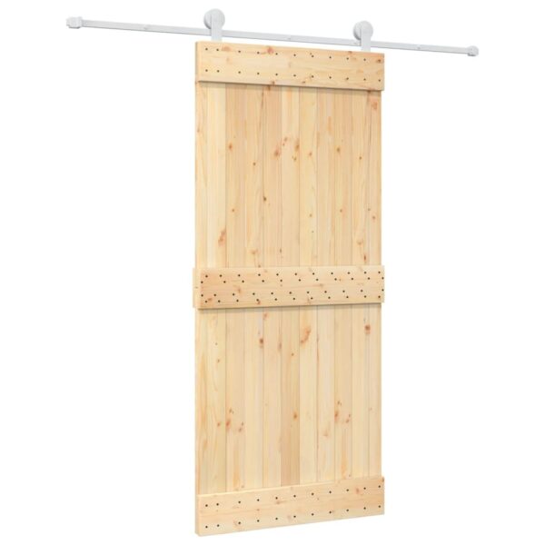 Klizna vrata s priborom za montažu 90 x 210 cm masivna borovina - Slika 2