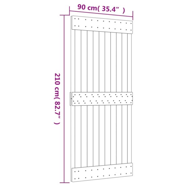 Klizna vrata s priborom za montažu 90 x 210 cm masivna borovina - Slika 11