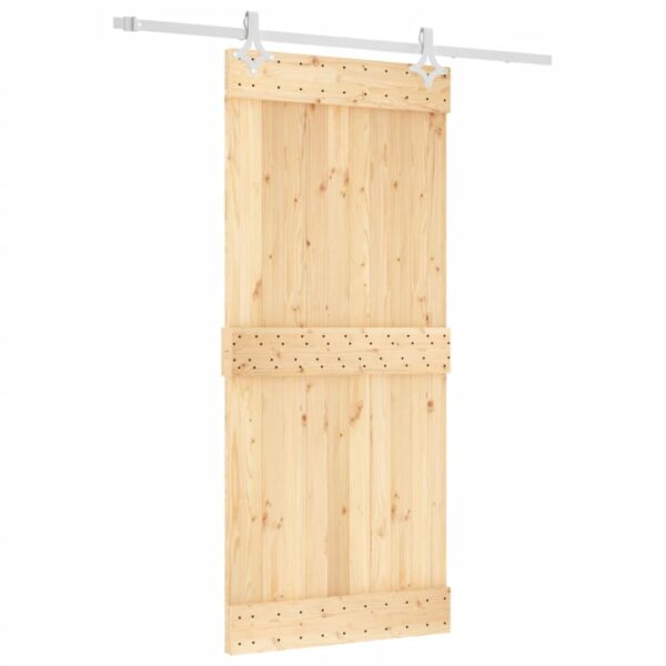 Klizna vrata s priborom za montažu 90 x 210 cm masivna borovina - Slika 2