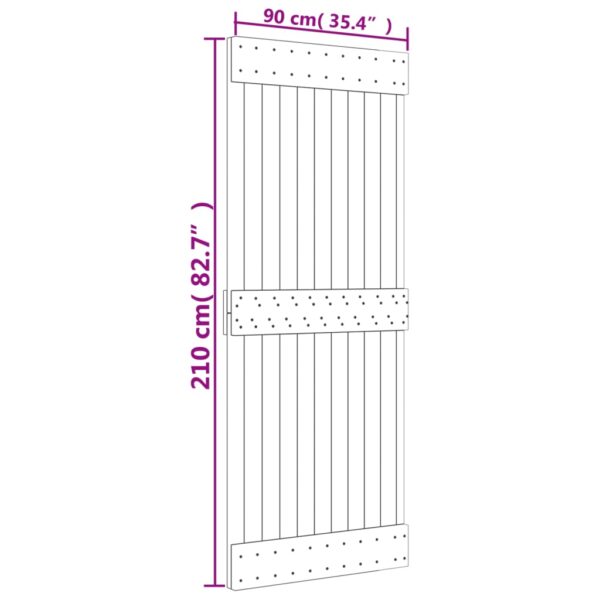 Klizna vrata s priborom za montažu 90 x 210 cm masivna borovina - Slika 11