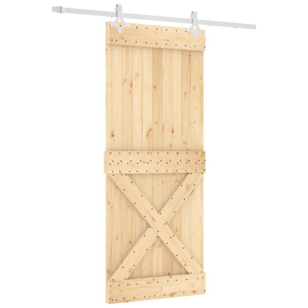 Klizna vrata s priborom za montažu 85 x 210 cm masivna borovina - Slika 2