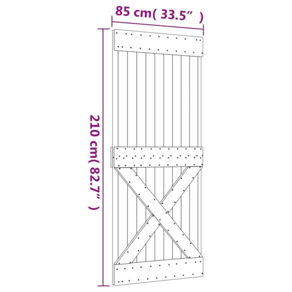 Klizna vrata s priborom za montažu 85 x 210 cm masivna borovina - Slika 11