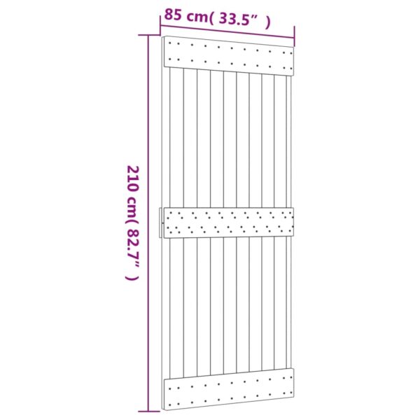 Klizna vrata s priborom za montažu 85 x 210 cm masivna borovina - Slika 9