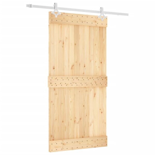 Klizna vrata s priborom za montažu 100x210 cm masivna borovina - Slika 2