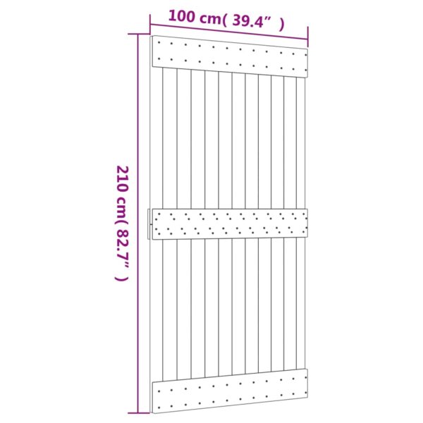 Klizna vrata s priborom za montažu 100x210 cm masivna borovina - Slika 11