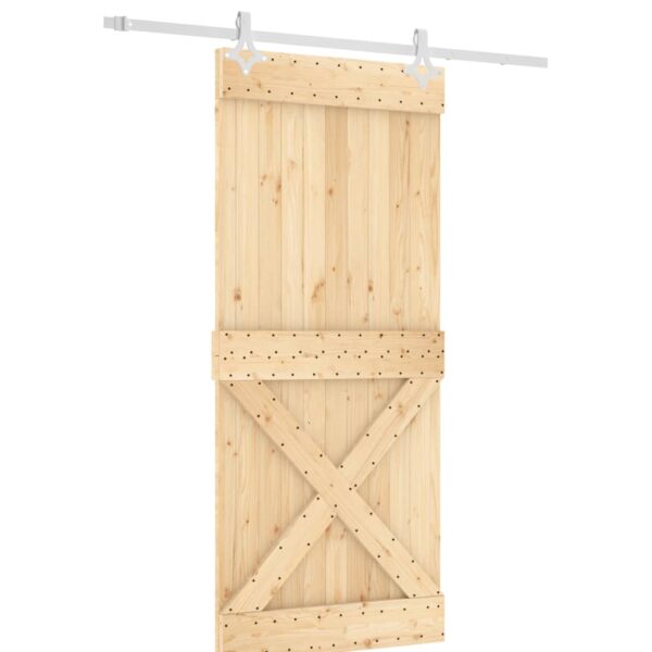 Klizna vrata s priborom za montažu 90 x 210 cm masivna borovina - Slika 2