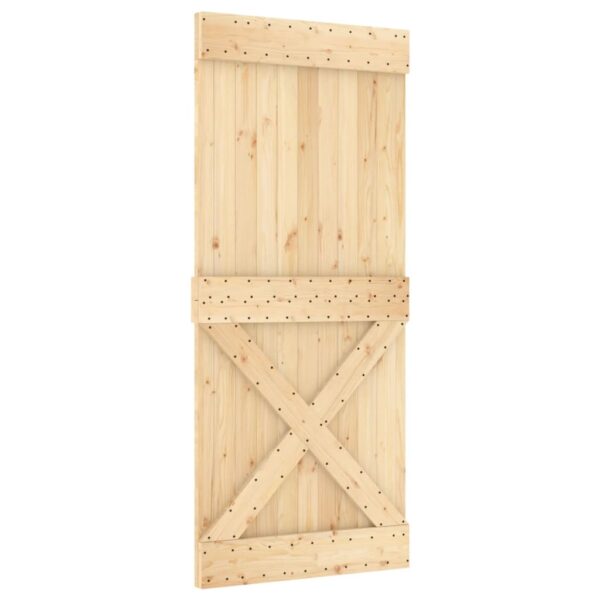 Klizna vrata s priborom za montažu 90 x 210 cm masivna borovina - Slika 4