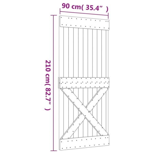 Klizna vrata s priborom za montažu 90 x 210 cm masivna borovina - Slika 11