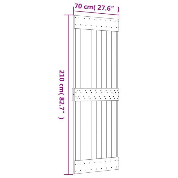 Klizna vrata s priborom za montažu 70 x 210 cm masivna borovina - Slika 11