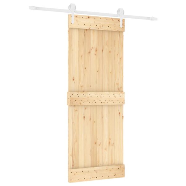 Klizna vrata s priborom za montažu 80 x 210 cm masivna borovina - Slika 2