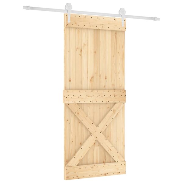 Klizna vrata s priborom za montažu 90 x 210 cm masivna borovina - Slika 2