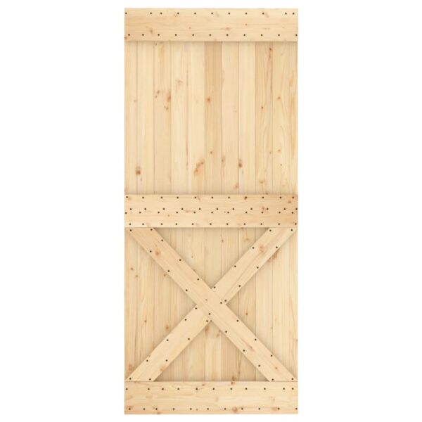 Klizna vrata s priborom za montažu 90 x 210 cm masivna borovina - Slika 4
