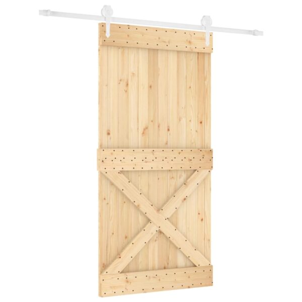 Klizna vrata s priborom za montažu 100x210 cm masivna borovina - Slika 2