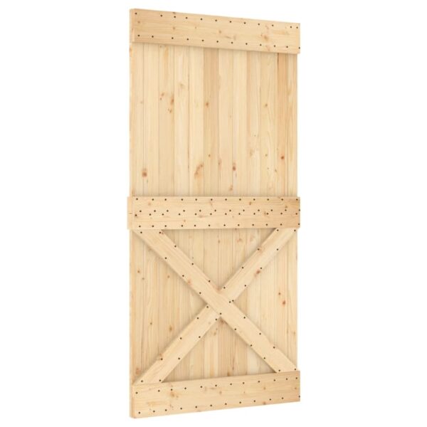 Klizna vrata s priborom za montažu 100x210 cm masivna borovina - Slika 3