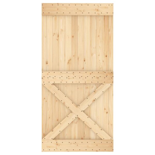 Klizna vrata s priborom za montažu 100x210 cm masivna borovina - Slika 4