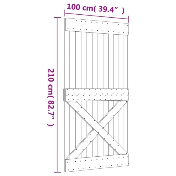Klizna vrata s priborom za montažu 100x210 cm masivna borovina - Slika 11
