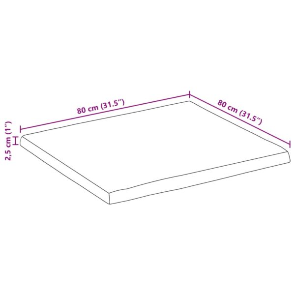 Stolna ploča sa živi rub 80x80x2,5 cm masivno grubo drvo manga - Slika 9