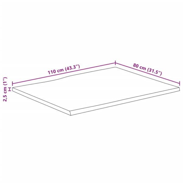 Stolna ploča 110x80x2,5cm od masivnog drva manga sa živim rubom - Slika 9