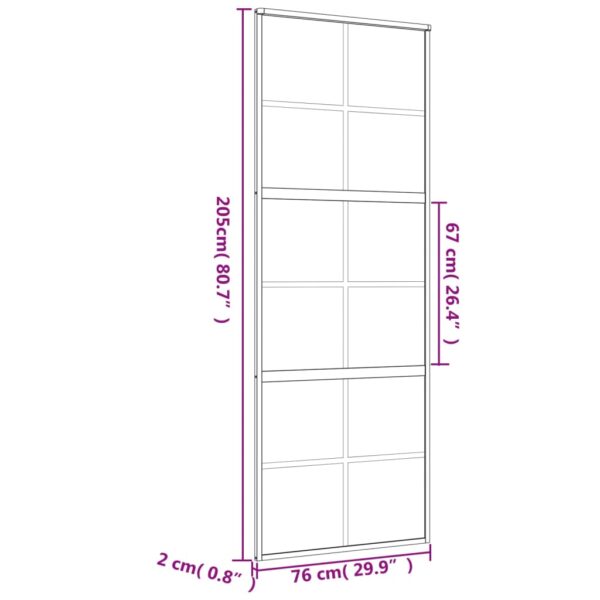 Klizna vrata zlatna 76x205 cm matirano staklo ESG i aluminij - Slika 8