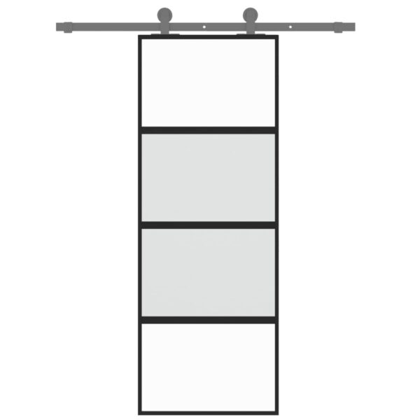 Klizna vrata crna 76x205 cm od kaljenog stakla i aluminija - Slika 3