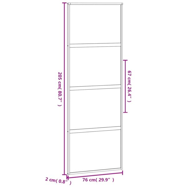 Klizna vrata crna 76x205 cm od kaljenog stakla i aluminija - Slika 8