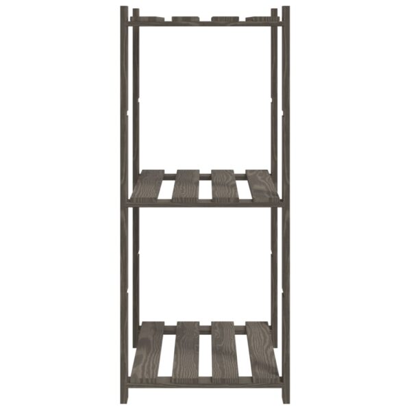 Stalak za pohranu 3 razina sivi 60x38x90 cm masivna borovina - Slika 4