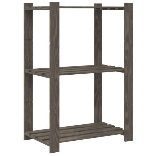 Stalak za pohranu 3 razina sivi 60x38x90 cm masivna borovina - Slika 5