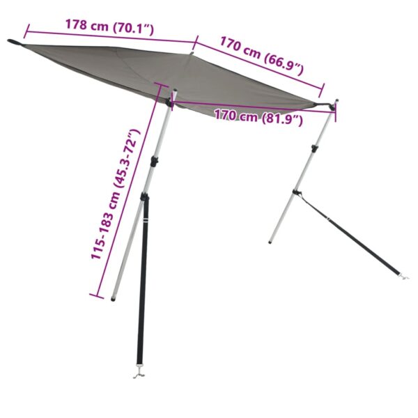 Nastavak za sjenilo s vrhom T oblika 170x208x(115-183) cm - Slika 7