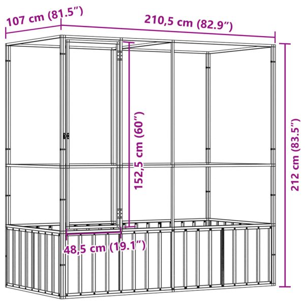 Kavez za ptice srebrni 210,5 x 107 x 212 cm čelični - Slika 10