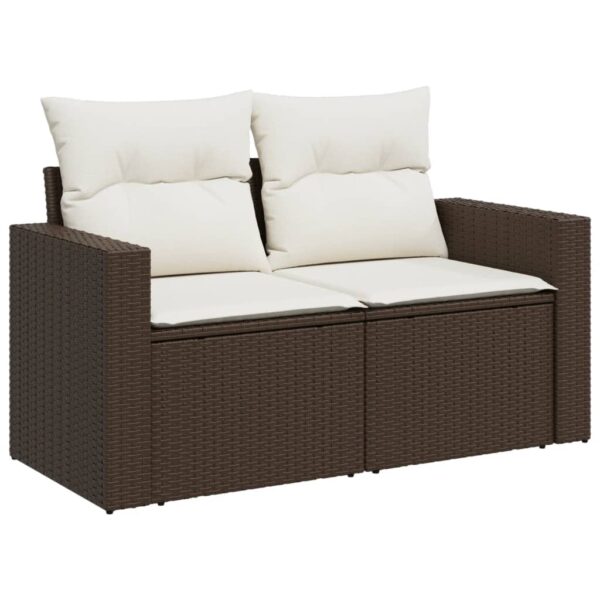 7-dijelni set vrtnih sofa od poliratana s jastucima smeđi - Slika 6