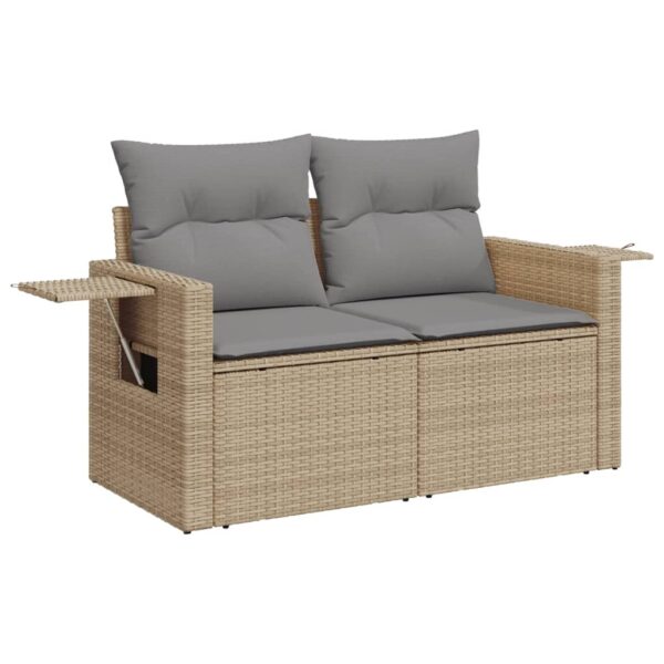 5-dijelni vrtni set sofa s jastucima bež od poliratana - Slika 4