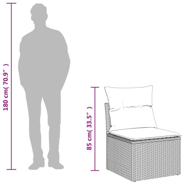 5-dijelni vrtni set sofa s jastucima bež od poliratana - Slika 11