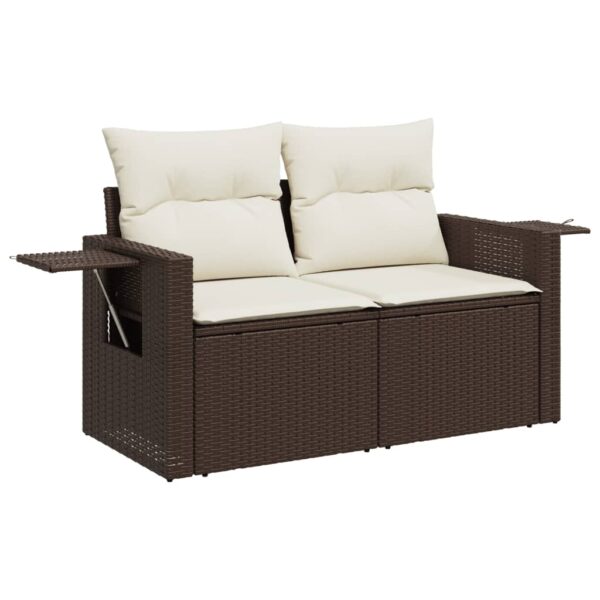 5-dijelni set vrtnih sofa s jastucima poliratan smeđi - Slika 4