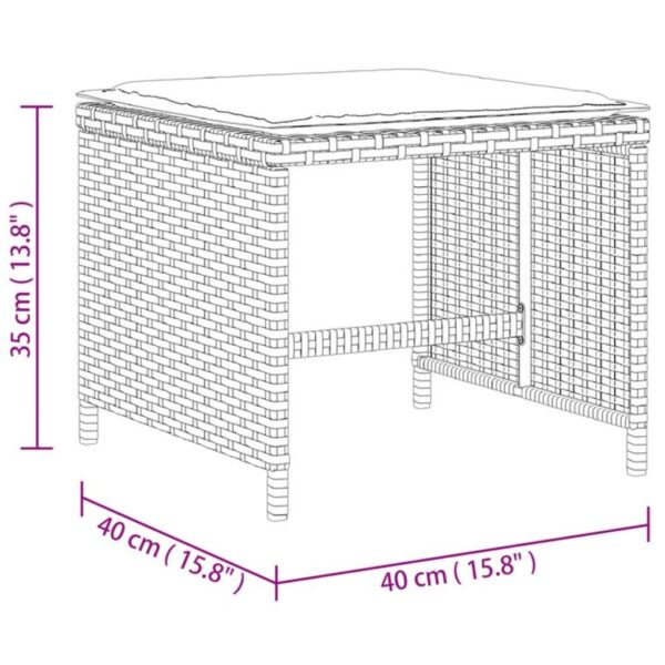 Vrtni taburei s jastucima 4 kom smeđi 40x40x35 cm od poliratana - Slika 11