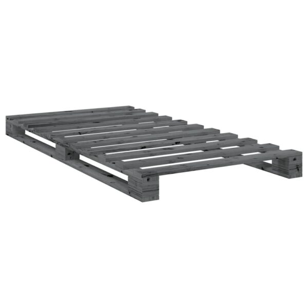 Okvir za krevet s uzglavljem sivi 100x200 cm masivna borovina - Slika 7
