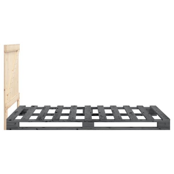 Okvir za krevet s uzglavljem sivi 100x200 cm masivna borovina - Slika 8
