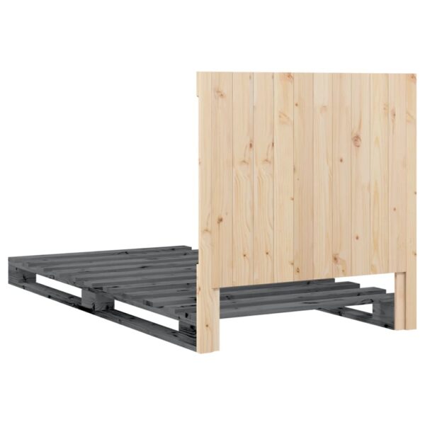 Okvir za krevet s uzglavljem sivi 100x200 cm masivna borovina - Slika 9