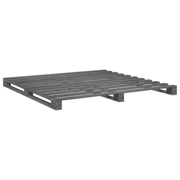 Okvir za krevet s uzglavljem sivi 200 x 200 cm masivna borovina - Slika 7